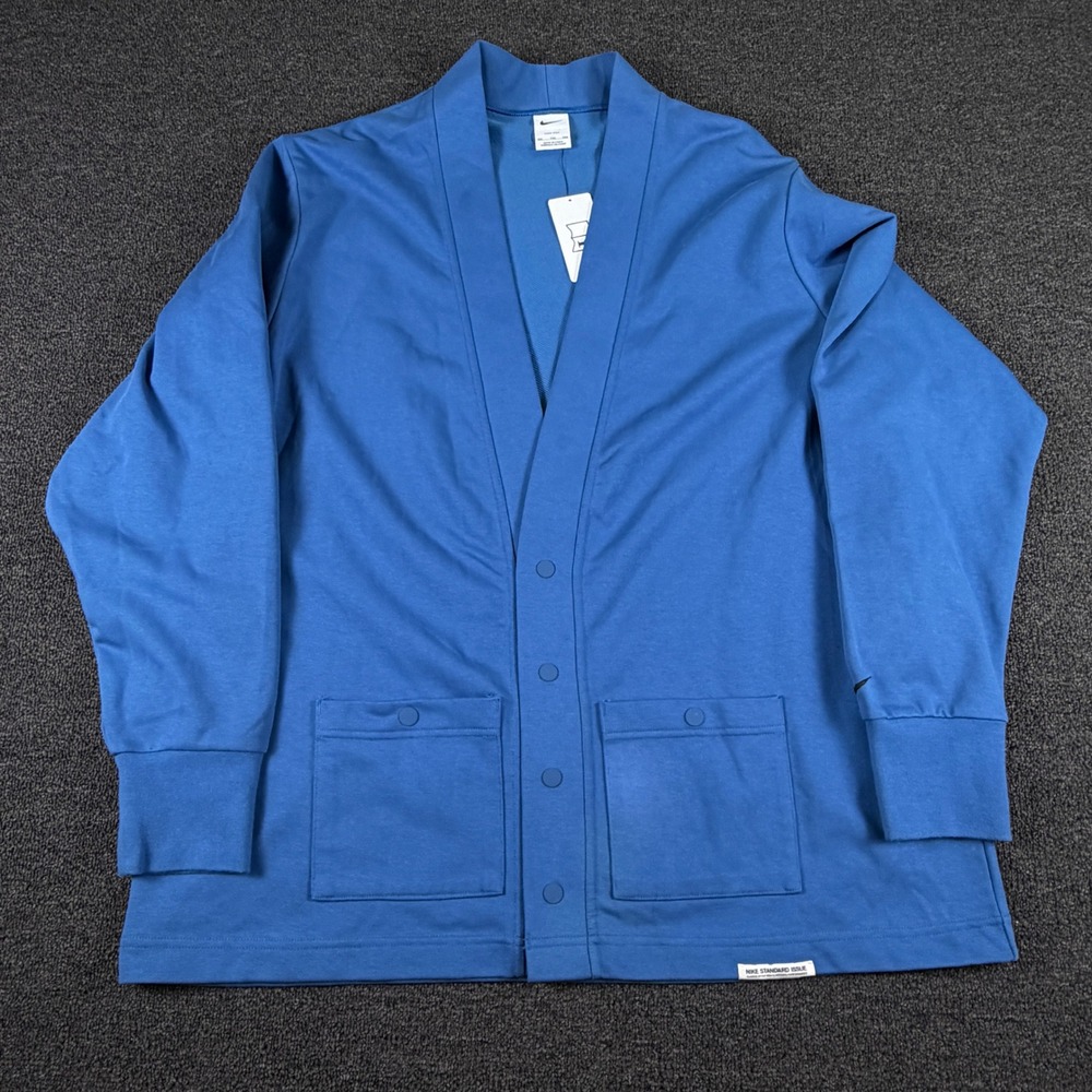 Nike Cardigan Mens XXL Standard Issue Dri-FIT Blue Snap Button EUC